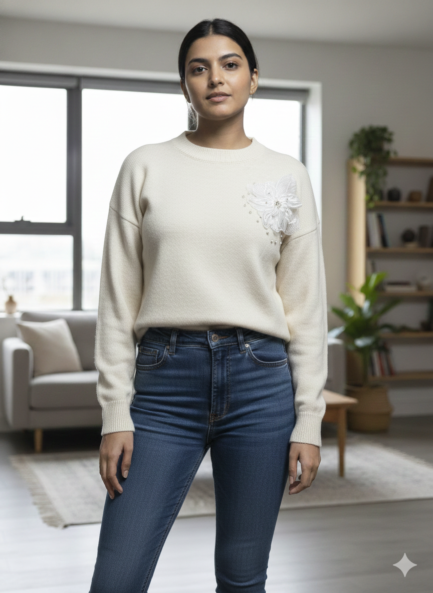 White Wing Daydream Sweater - FREE SIZE