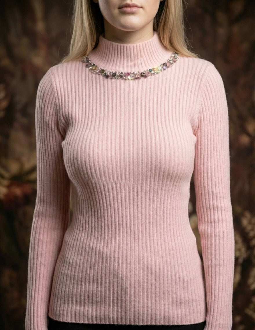 Limited Edition Baby Pink Embroidered Cardigan - FREE SIZE