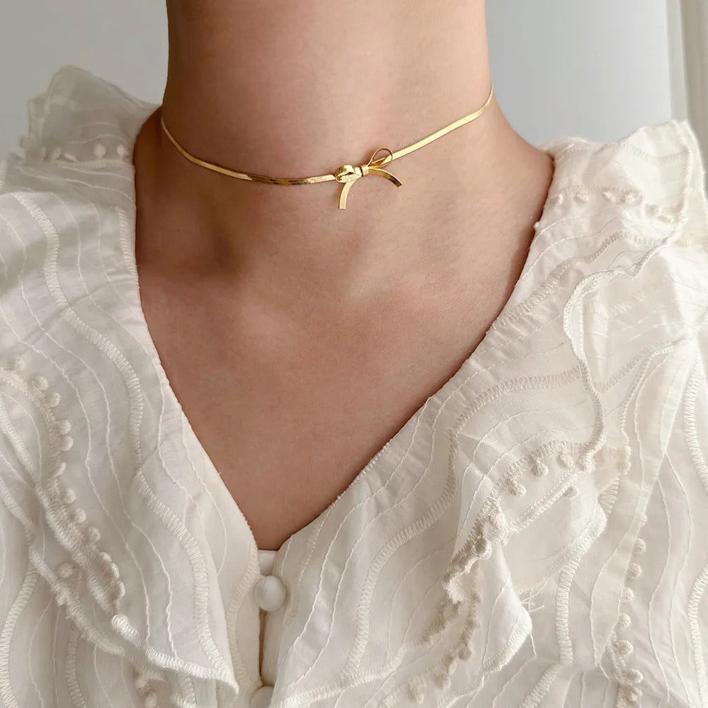 Stainless Steel Adjustable Bowknot Necklace