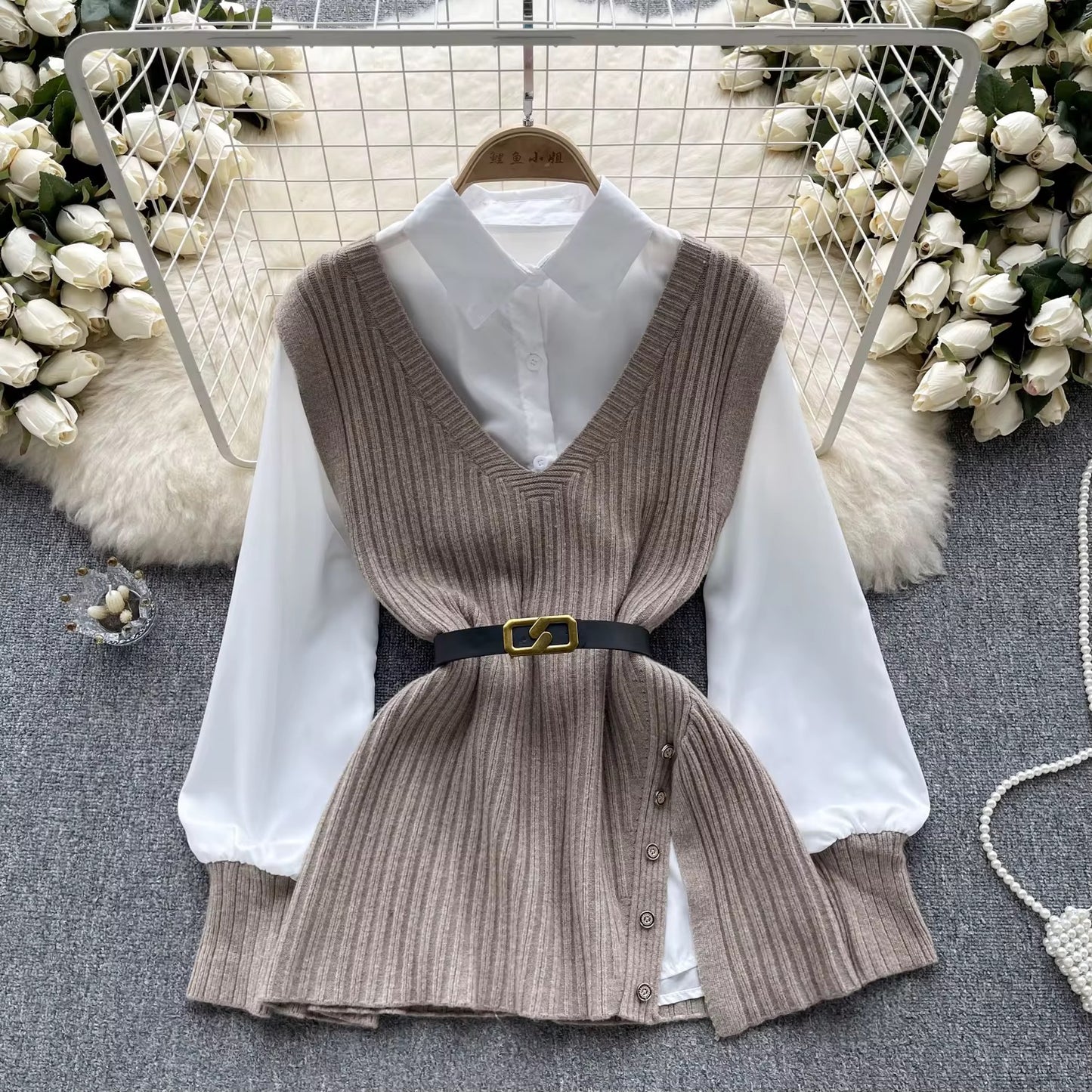 The Grey Scholar Vest - FREE SIZE- 2 pc set