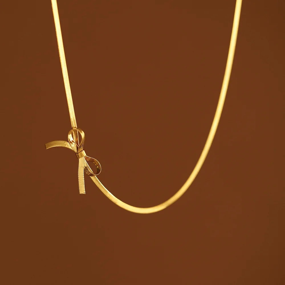 Stainless Steel Adjustable Bowknot Necklace