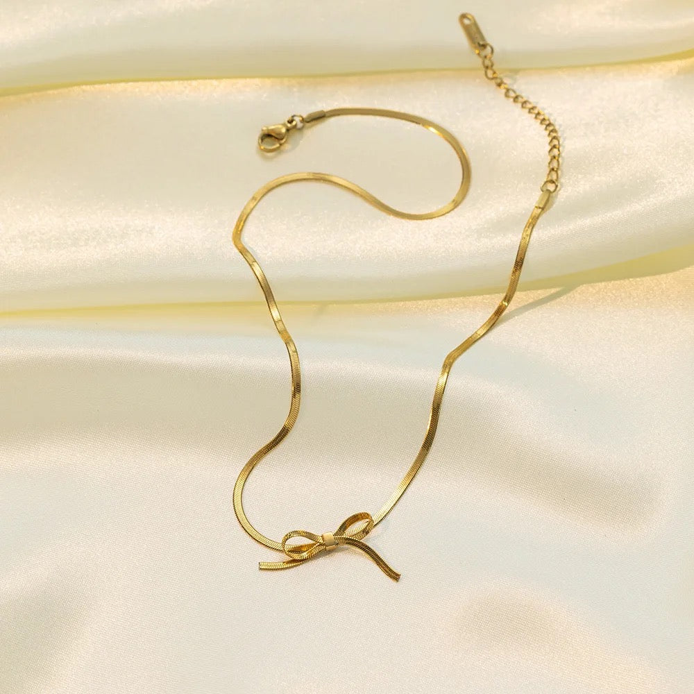 Stainless Steel Adjustable Bowknot Necklace