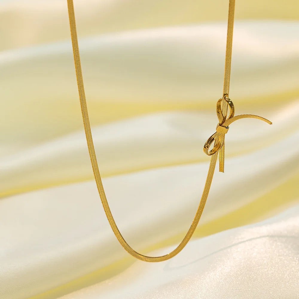 Stainless Steel Adjustable Bowknot Necklace