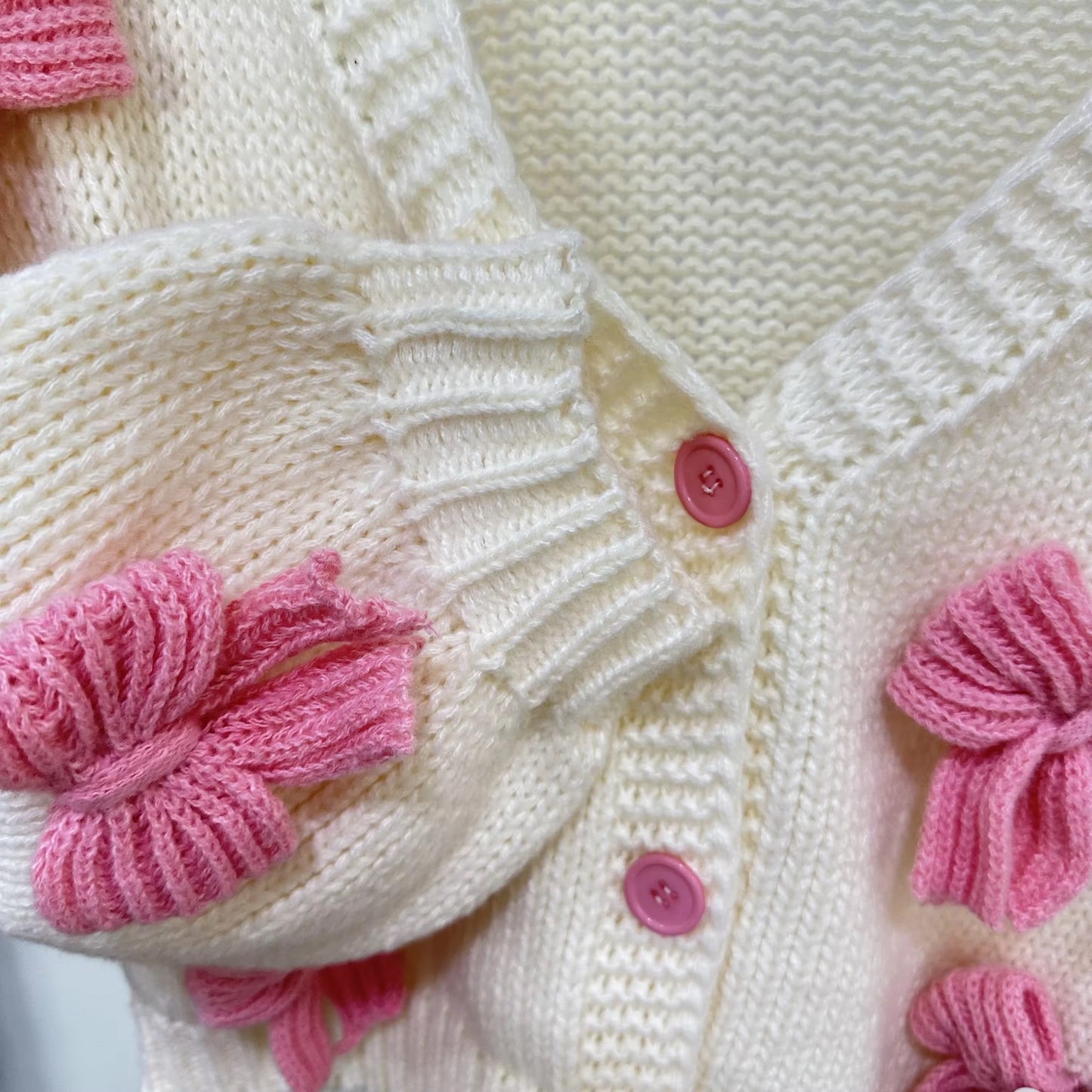 Bow-Knot Chunky Knit Cardigan - Free Size