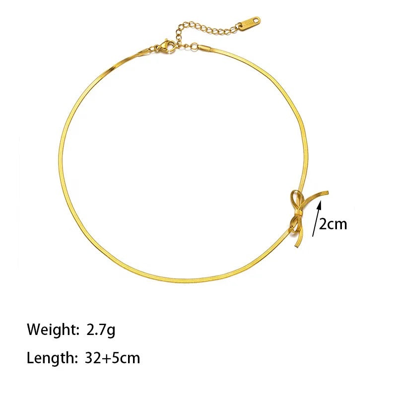 Stainless Steel Adjustable Bowknot Necklace