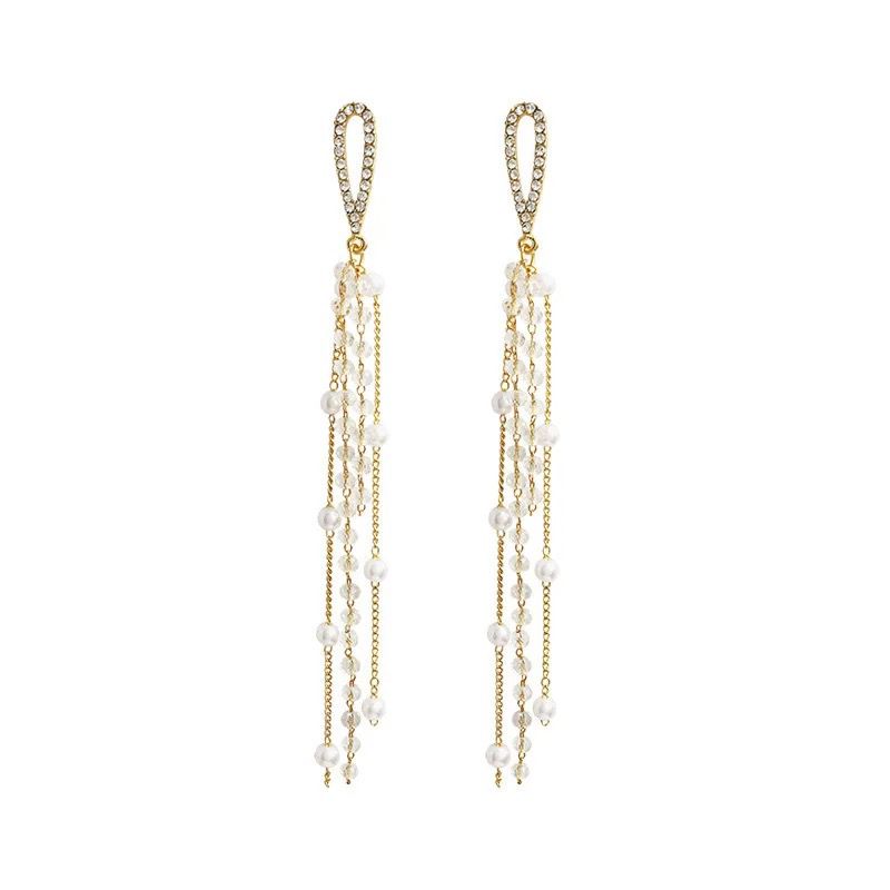 Crystal Dangle Tassel Drop Earrings for Women,