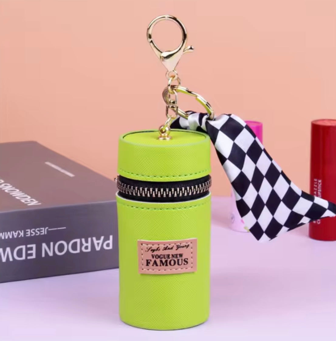 Compact Makeup Lipstick Keychain Organizer (Color May Vary)