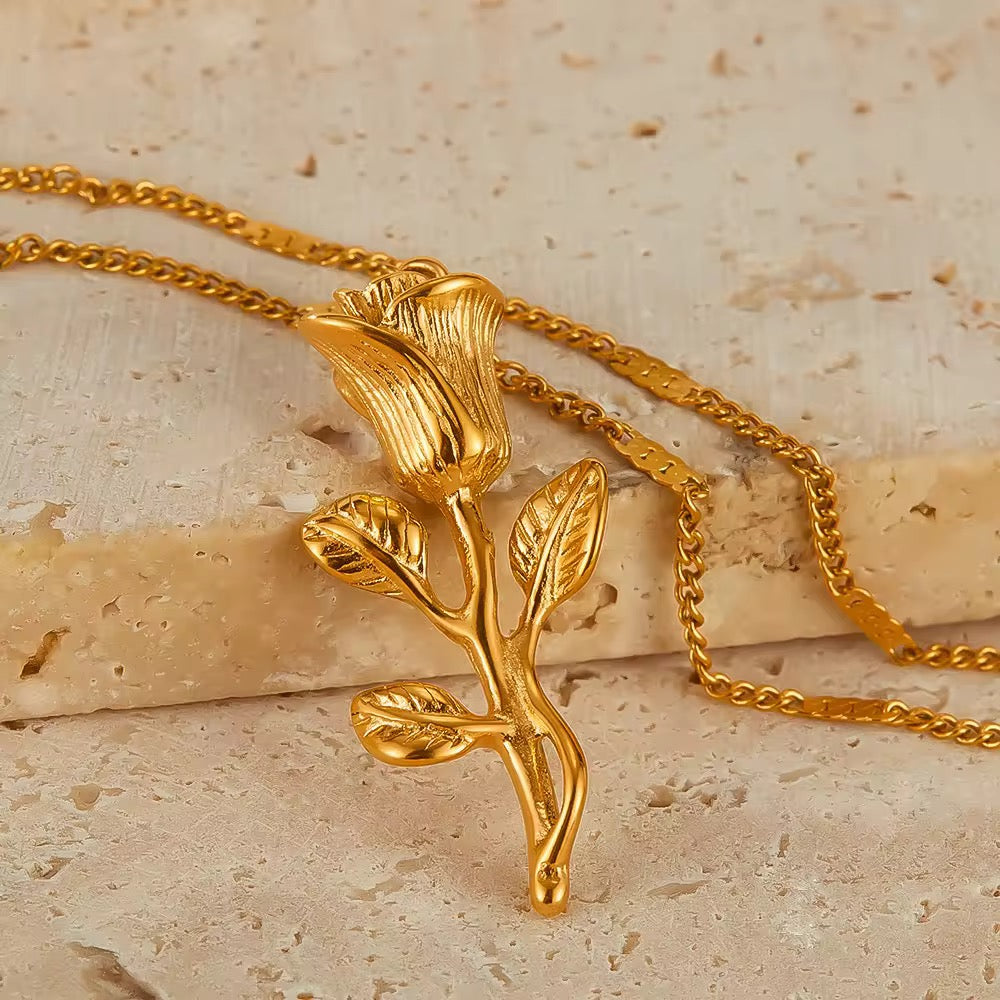 Ancient Rose Pendant - Golden