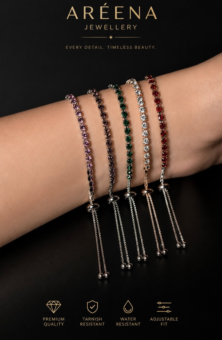 Areena Adjustable Chain Bracelet Set (Combo of 5)