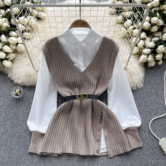 The Grey Scholar Vest - FREE SIZE- 2 pc set