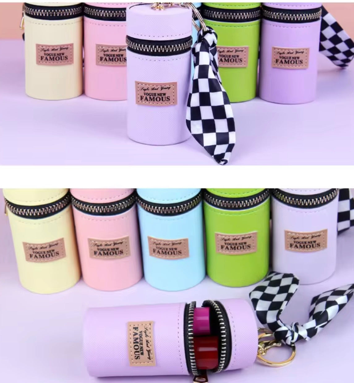 Compact Makeup Lipstick Keychain Organizer (Color May Vary)