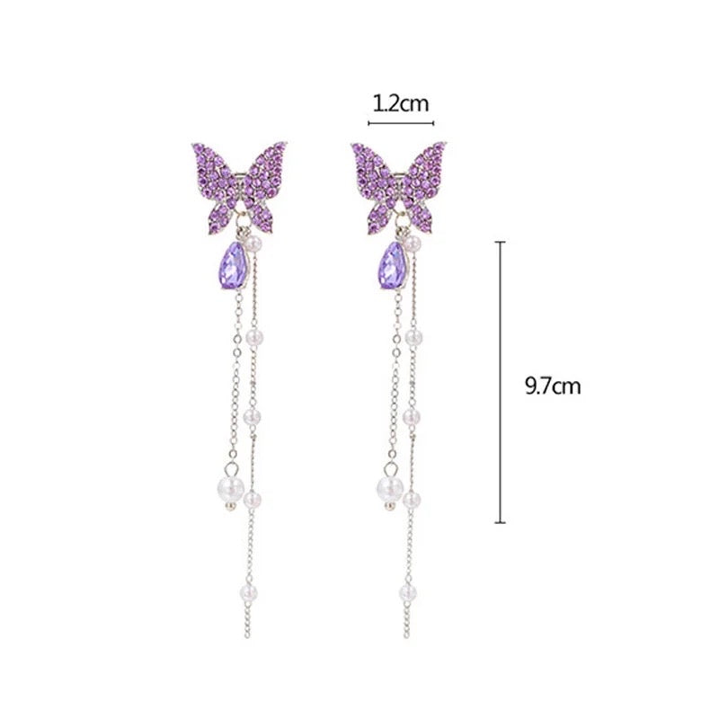 Violet Butterfly Imitation Gemstone Earrings