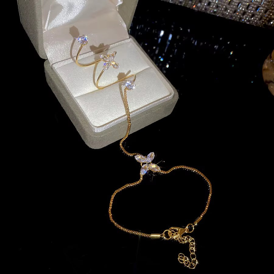 Gold Plated Butterfly Zirconia Hand Chain
