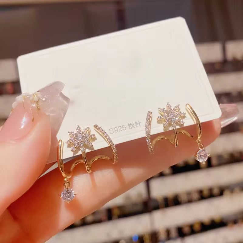 Gold Plated Stainless Steel Celestial Wave Earrings