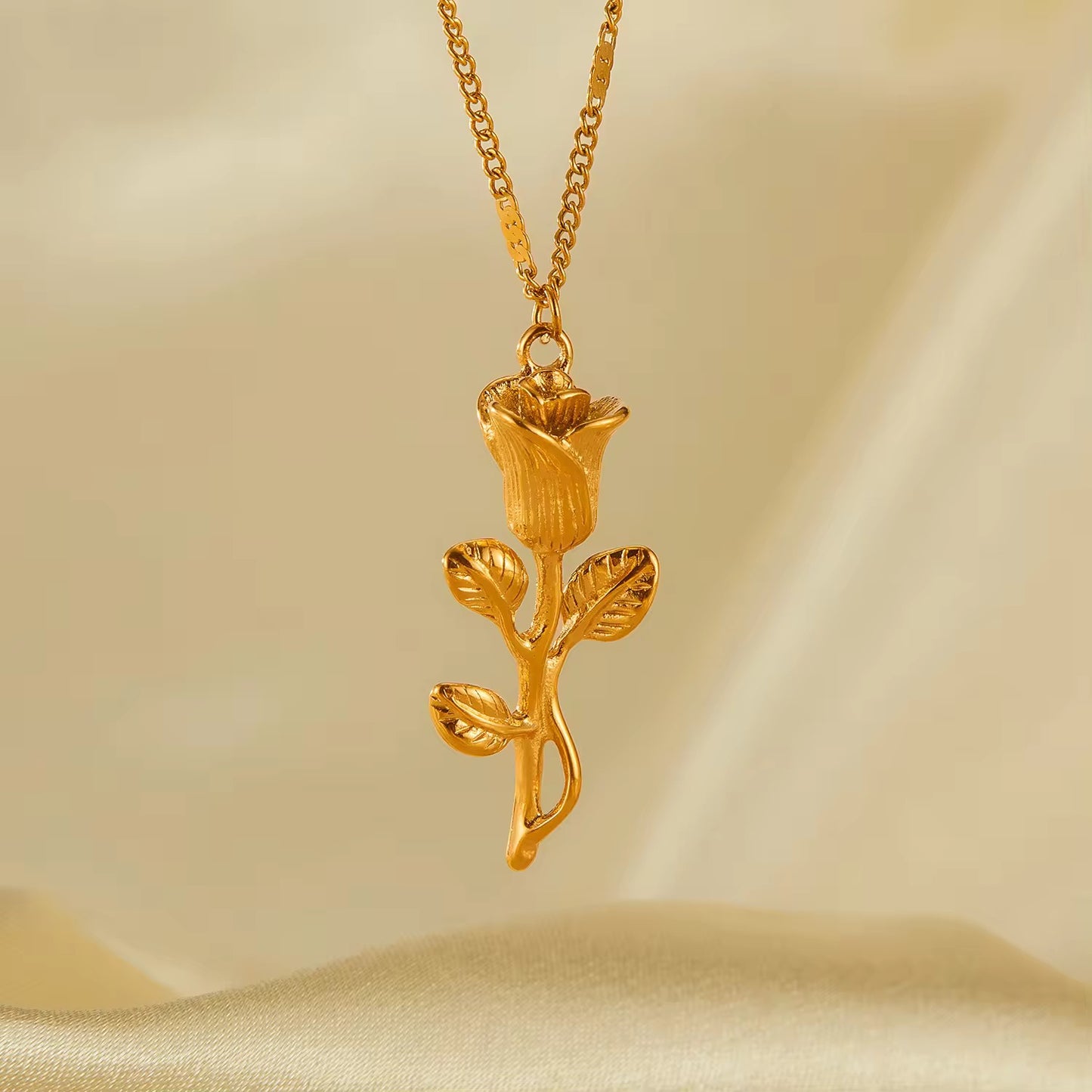 Ancient Rose Pendant - Golden