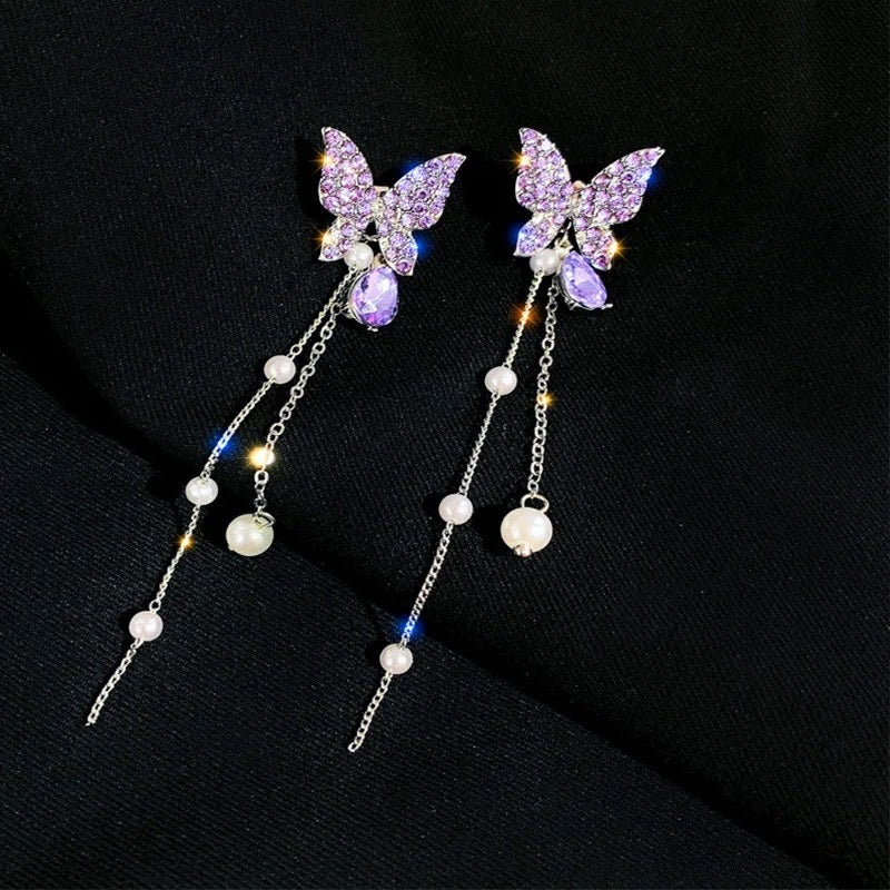 Violet Butterfly Imitation Gemstone Earrings