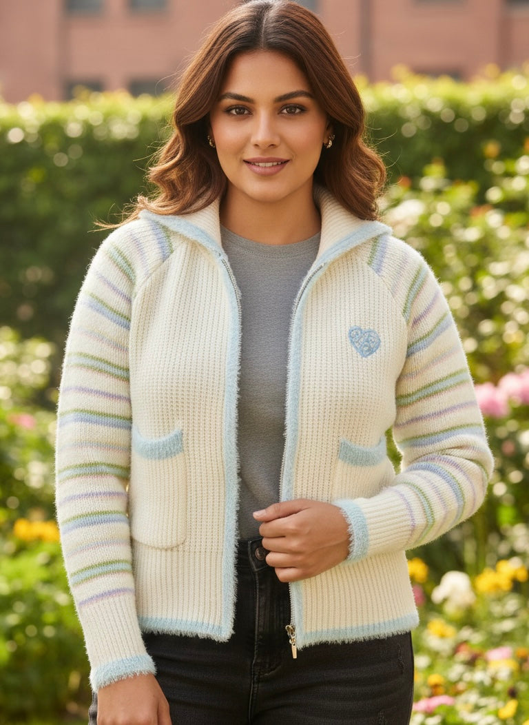 Pastel Sherbet Zip-Hoodie - FREE SIZE