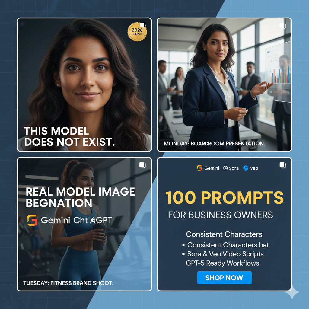 Best Ai Prompts For 2026 Business Owners Real MODEL IMAGE/VIDEO Generation through Gemini/ChatGpt (DIGITAL PRODUCT)
