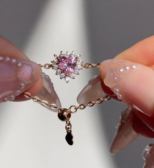 Anillo Corazón Encadenado – Heart Chained Ring (Pink)