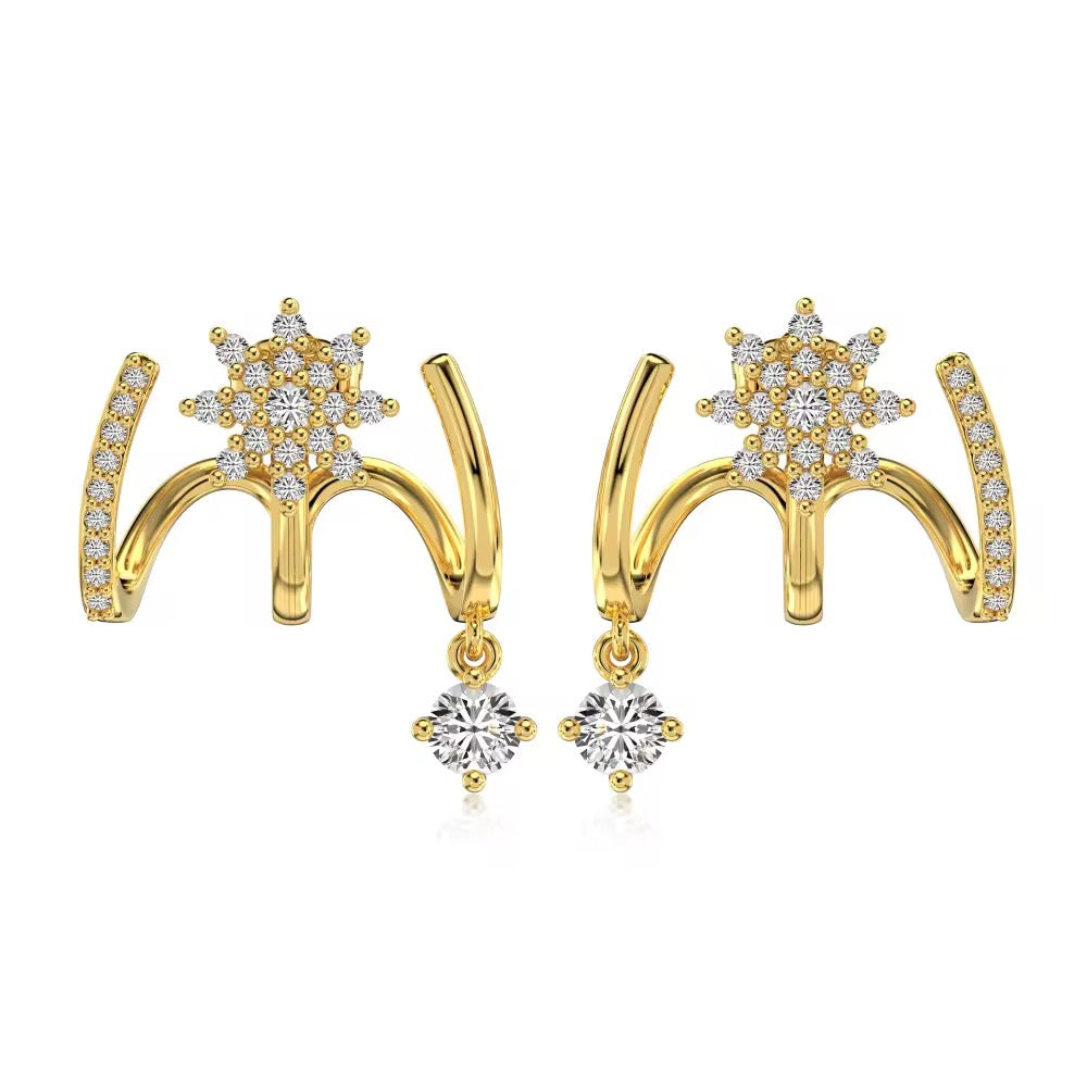 Gold Plated Stainless Steel Celestial Wave Earrings