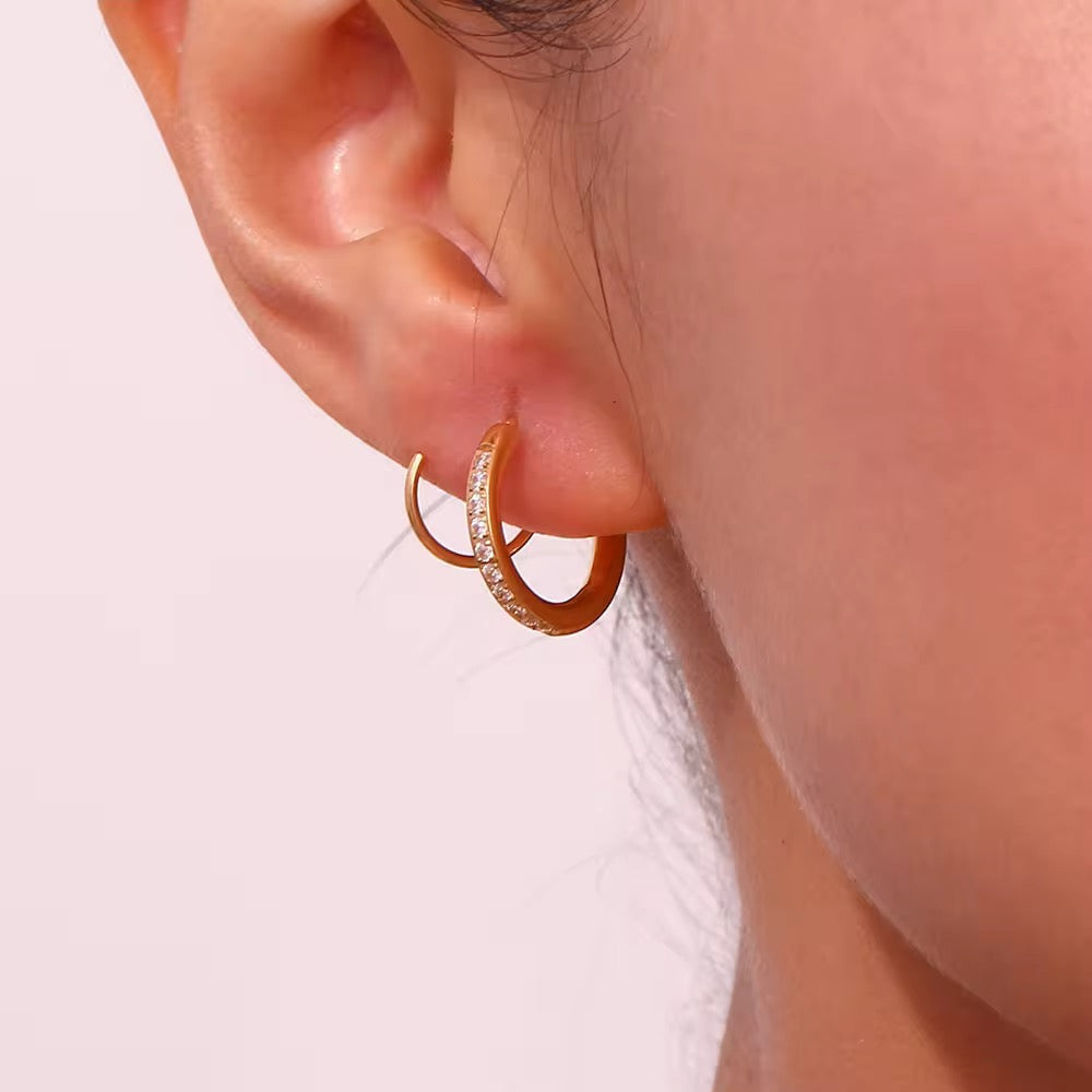 18K Gold Plated Spiral Earrings - Golden