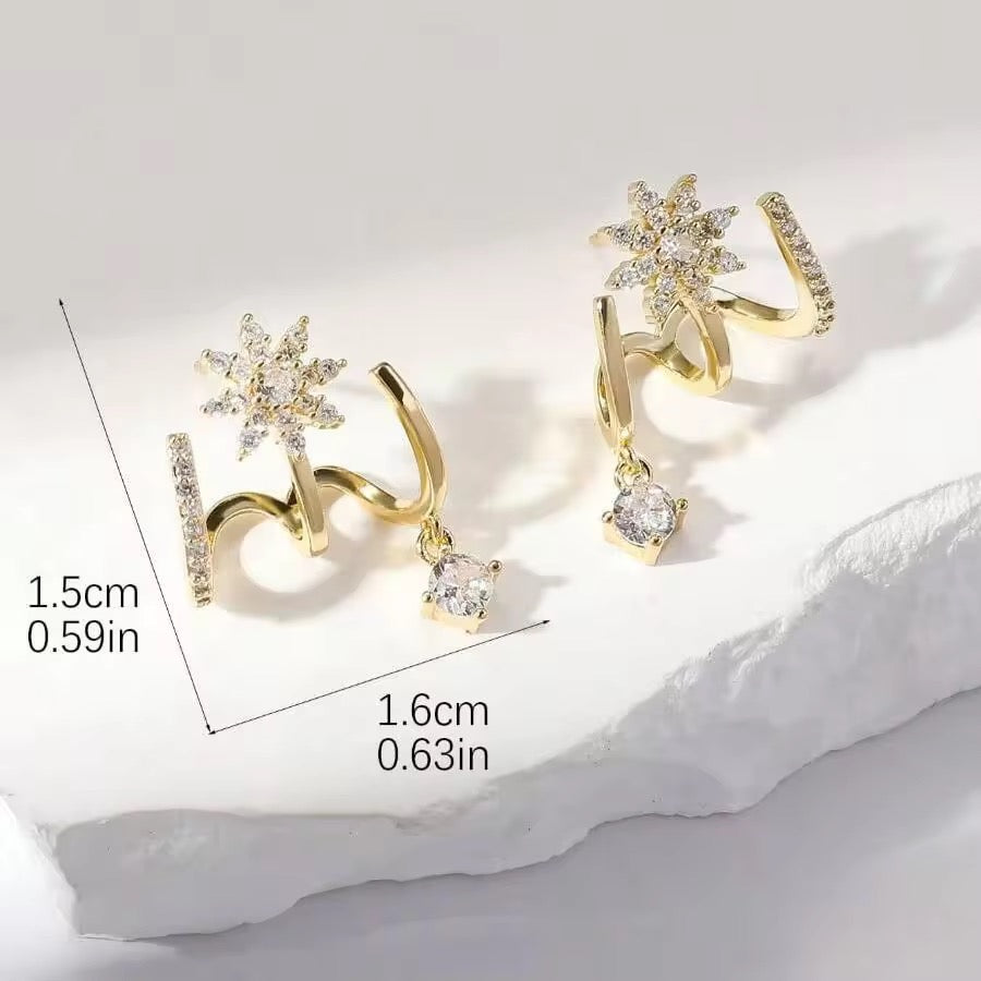 Gold Plated Stainless Steel Celestial Wave Earrings