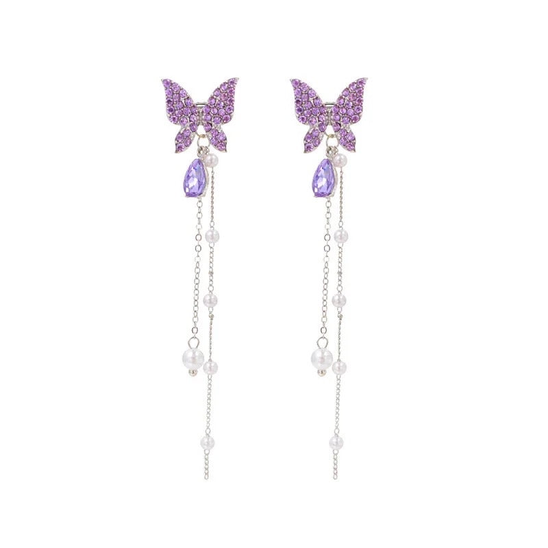 Violet Butterfly Imitation Gemstone Earrings