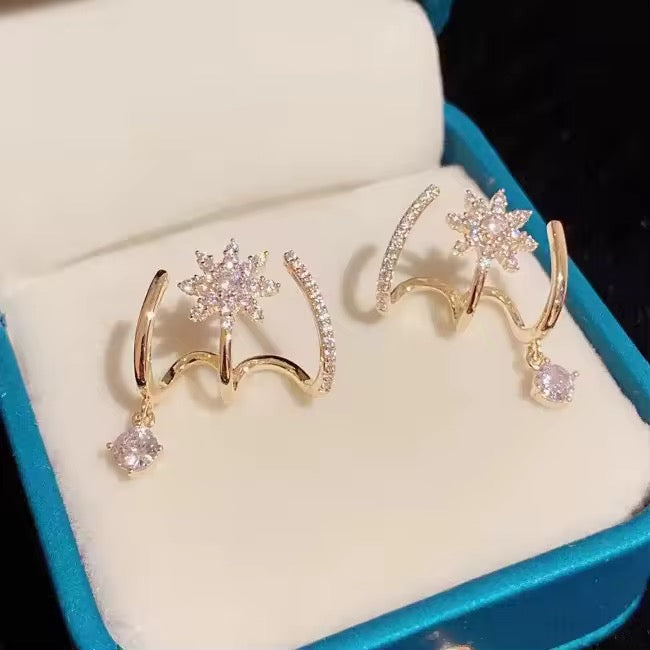 Gold Plated Stainless Steel Celestial Wave Earrings