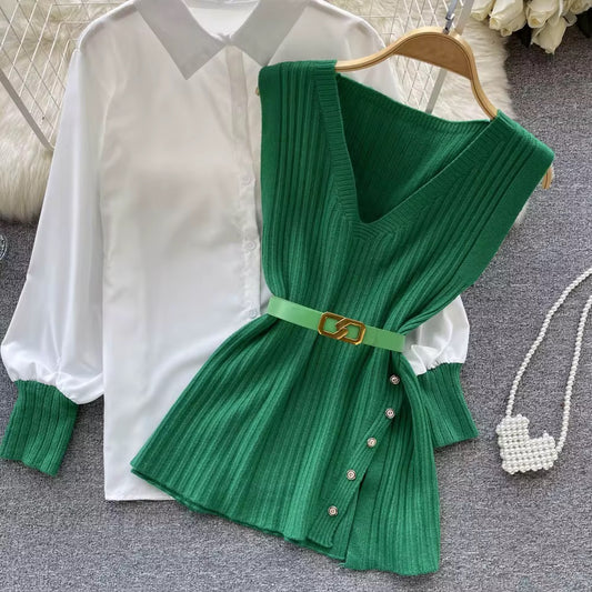 The Emerald Scholar Vest - FREE SIZE - 2 pc set