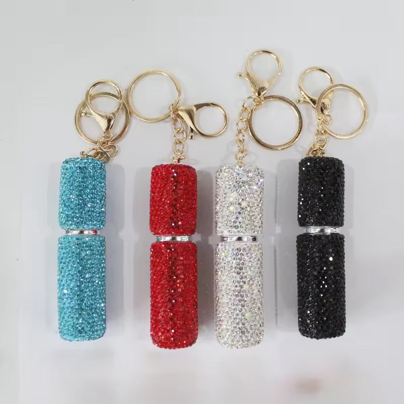 Fashion Rhinestone Perfume Keychain Bottle – Travel Friendly (Color may vary as limited stock available)