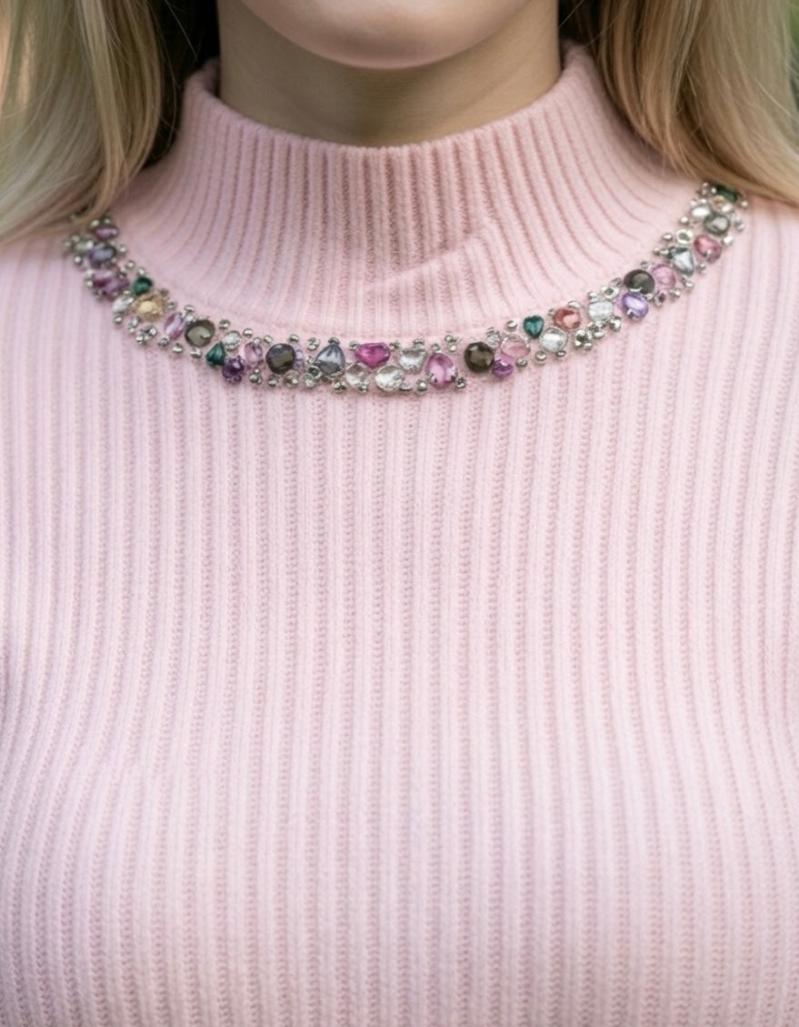 Limited Edition Baby Pink Embroidered Cardigan - FREE SIZE