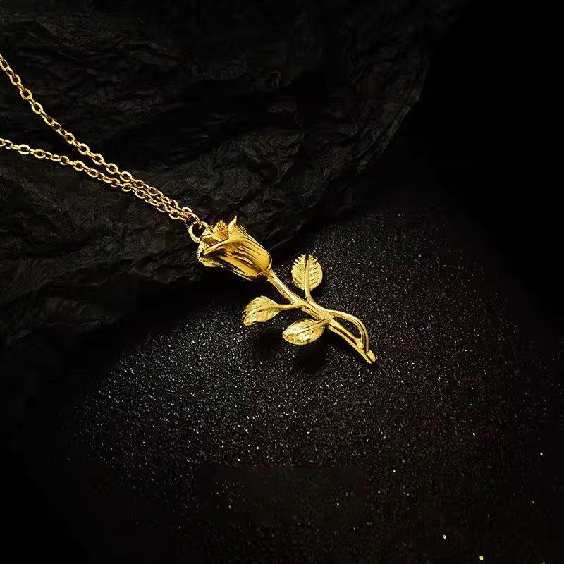 Ancient Rose Pendant - Golden