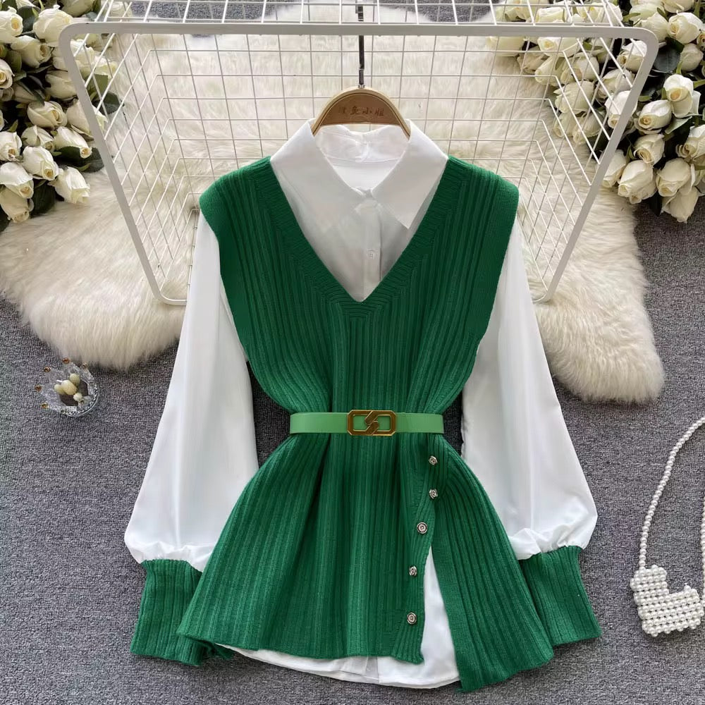 The Emerald Scholar Vest - FREE SIZE - 2 pc set