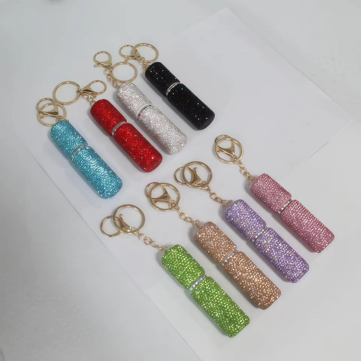 Fashion Rhinestone Perfume Keychain Bottle – Travel Friendly (Color may vary as limited stock available)