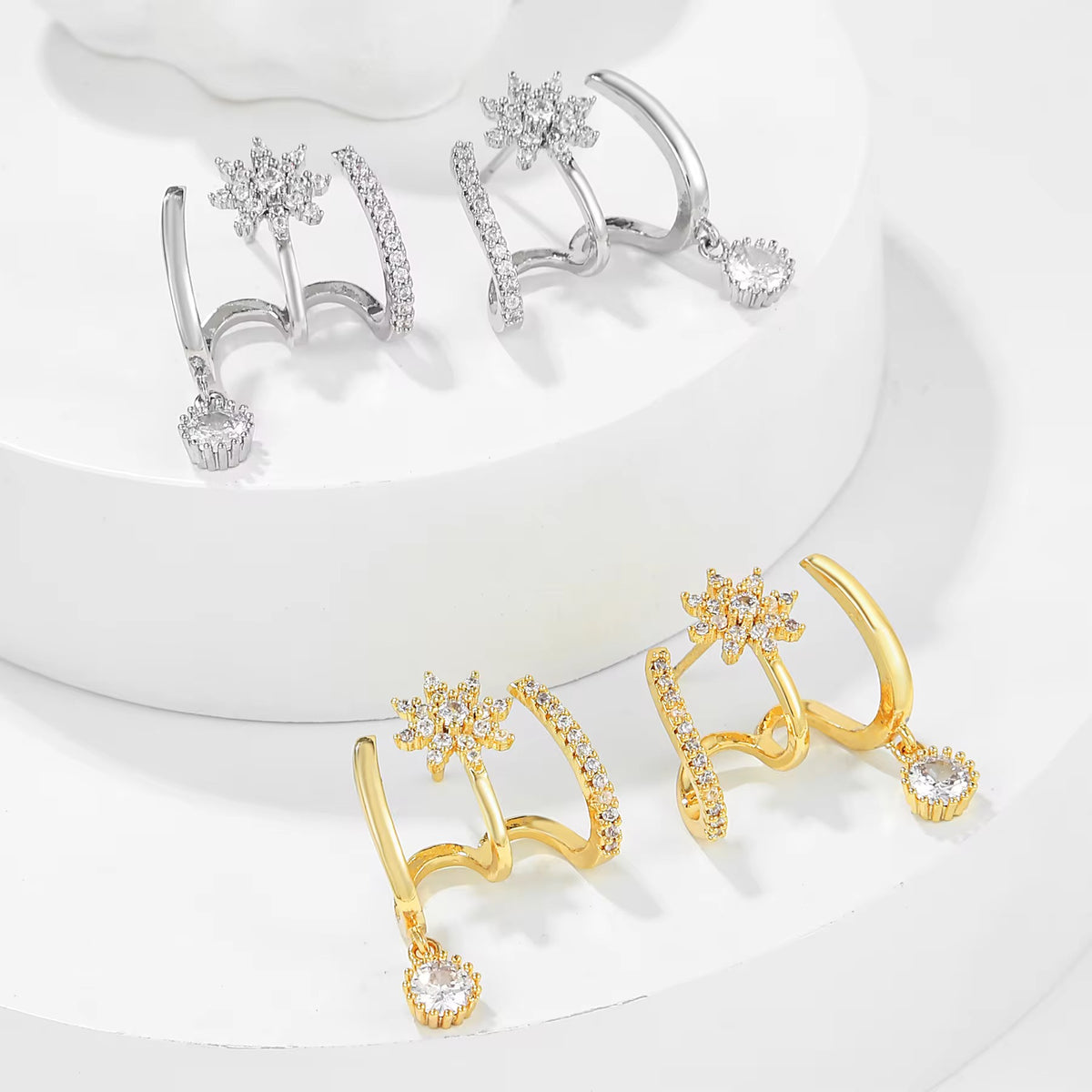 Stainless Steel Anti Tarnish Celestial Wave Earrings