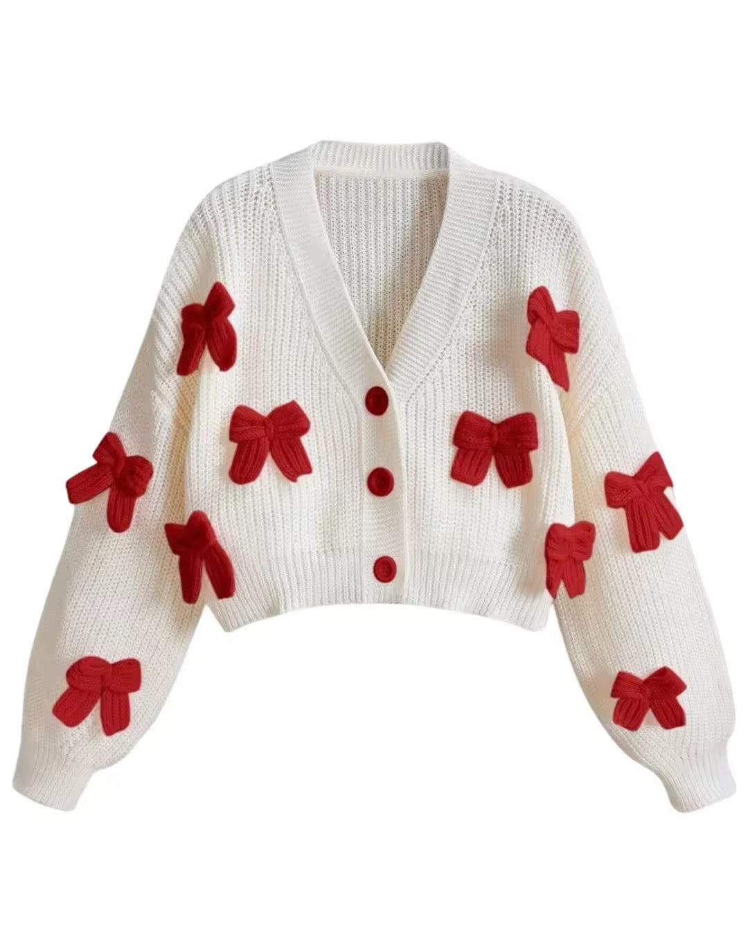 Bow-Knot Chunky Knit Cardigan - Free Size