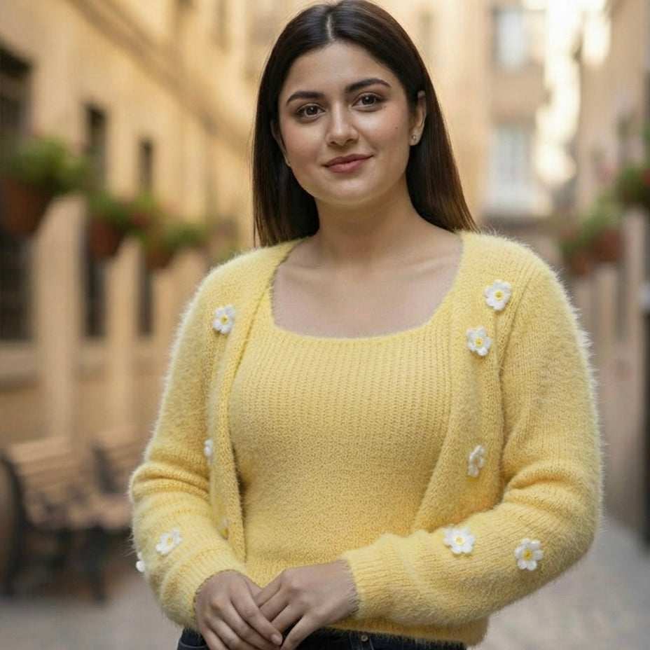 Lilac Bloom Cardigan Set - FREE SIZE