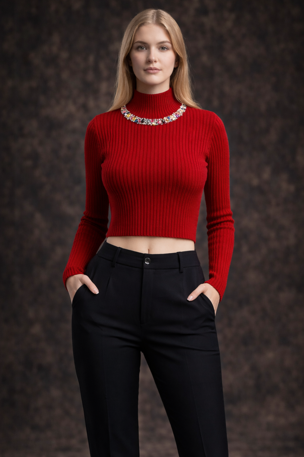 Ruby Gemstone Red Sweater - FREE SIZE