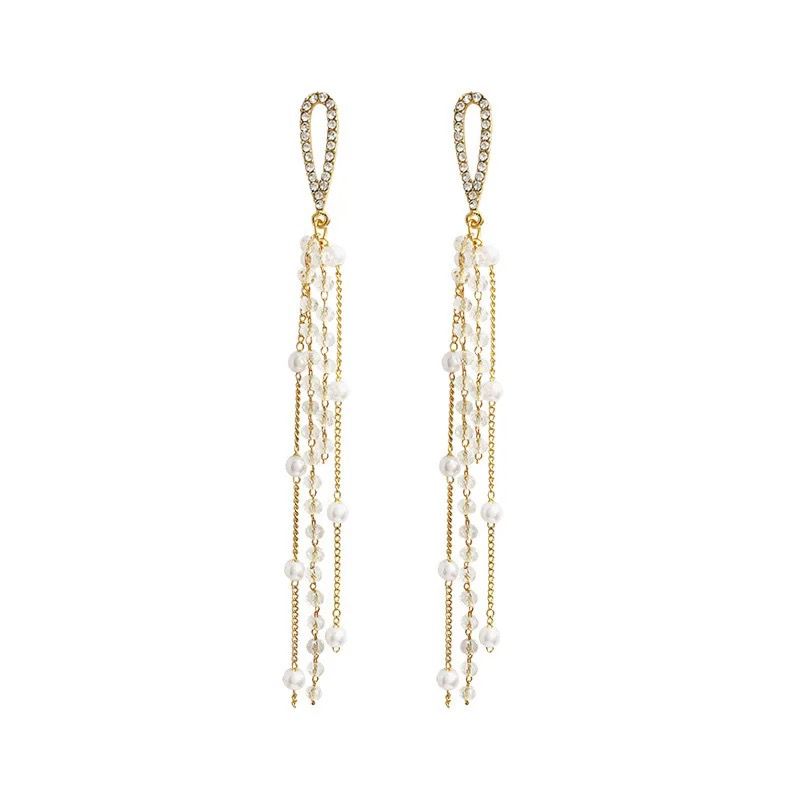 Crystal Dangle Tassel Drop Earrings for Women,