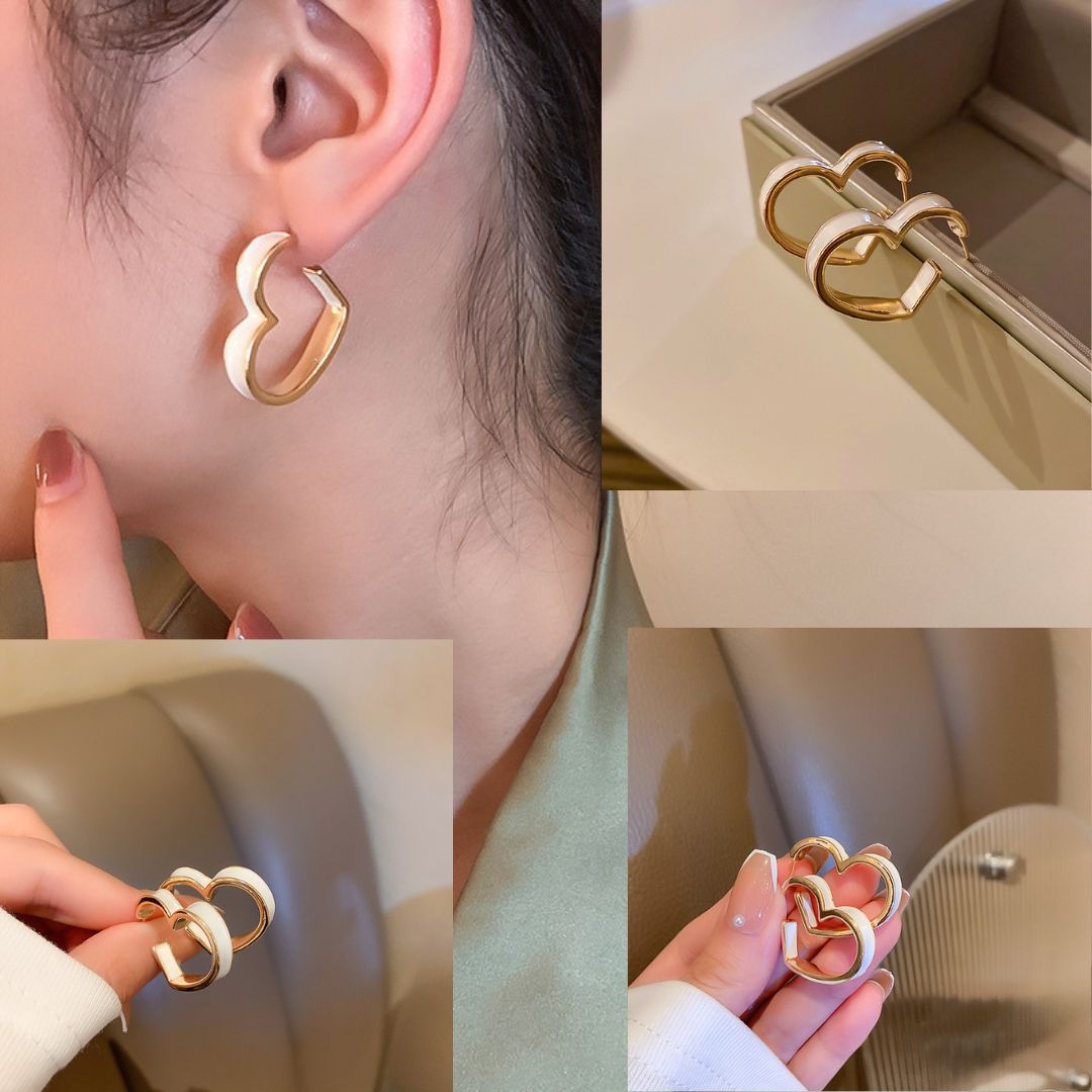 GOLD PLATED HEART STUD EARRING