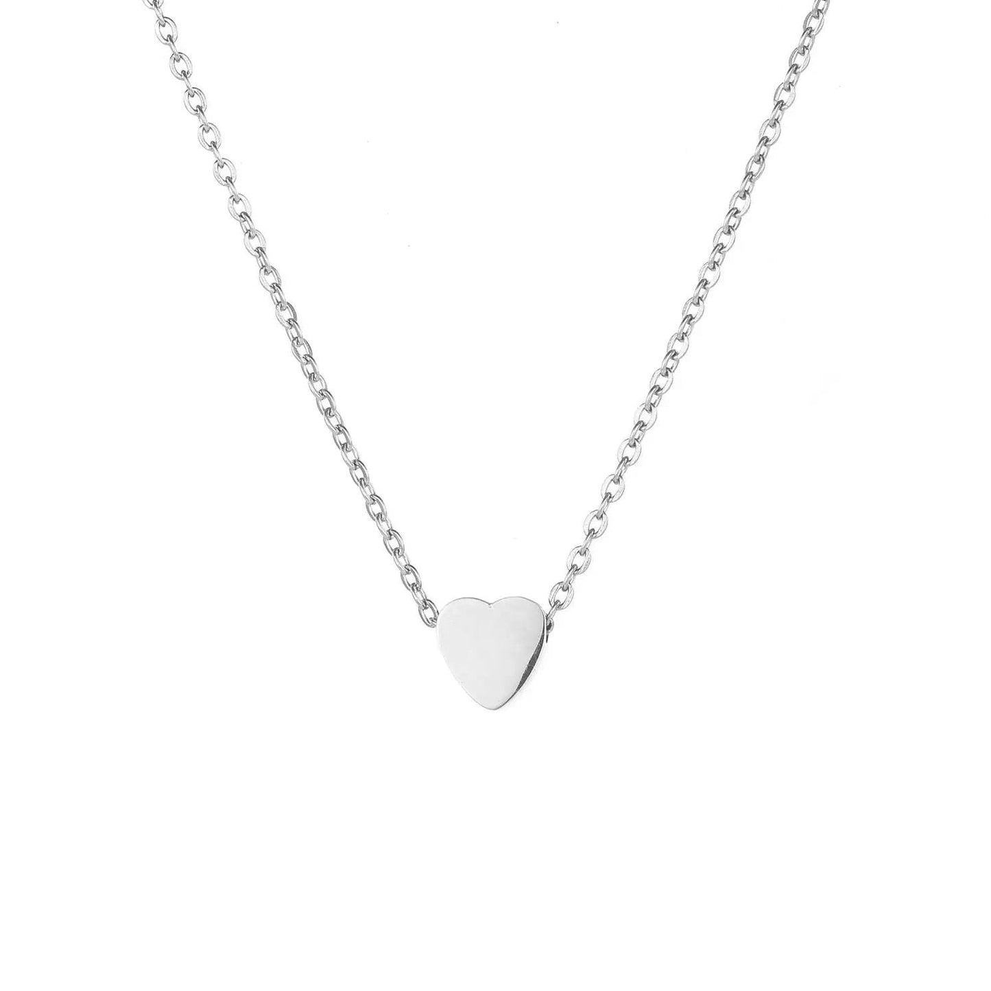 Heart Silver Plated Choker Pendant Necklace