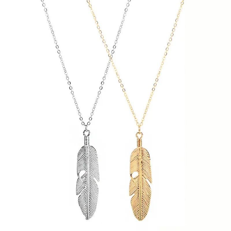 Long Silver Leaf Pendant Necklace, Leaf Pendant, Layering Necklace