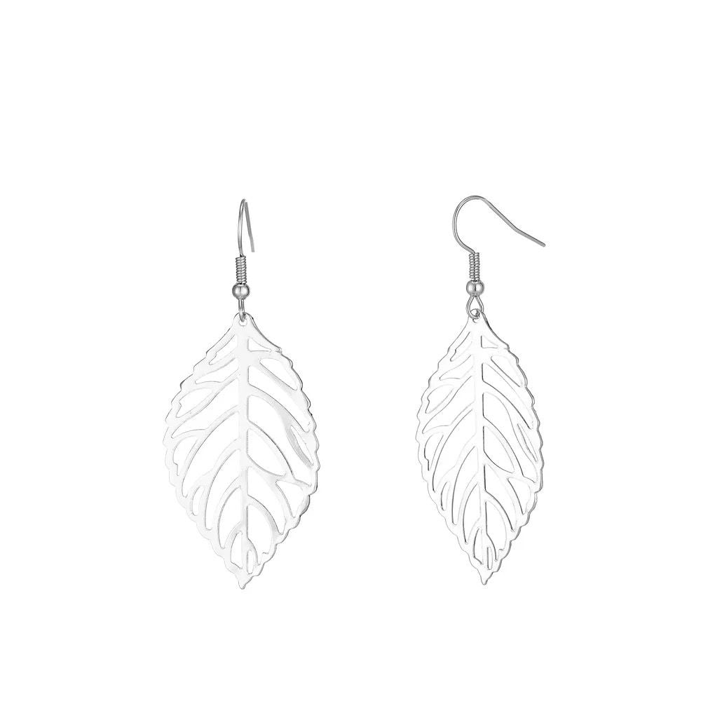 Silver Hollow Leaf Design Drop Earring For Girls And Women