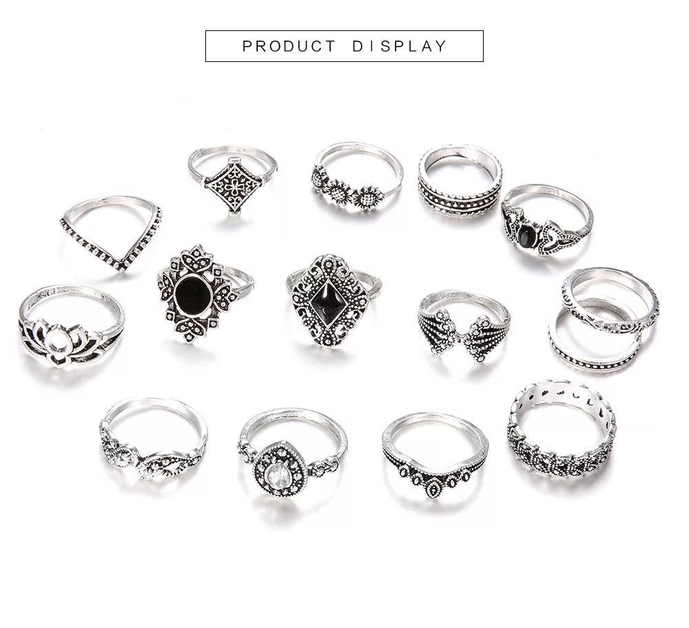 Set Of 15 Retro Rings