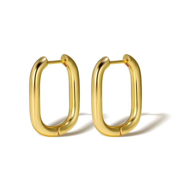 18k Gold Plated Geometric Rectangular Earrings