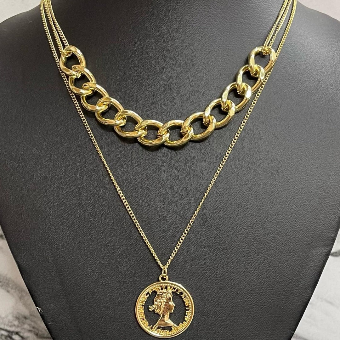 Unique 2 layer coin necklace